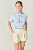 Powder Blue Beaded Bow Tshirt