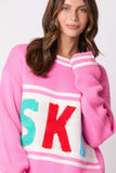 Pink Ski Embroidered Sweater