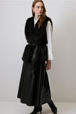 Black Vegan Fur Belted Vest