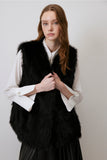 Black Vegan Fur Belted Vest