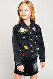 girls patched denim jacket