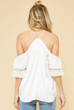 White Ruffle Halter Neckline