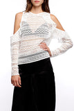 White Lace Cold Shoulder Top