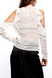 White Lace Cold Shoulder Top